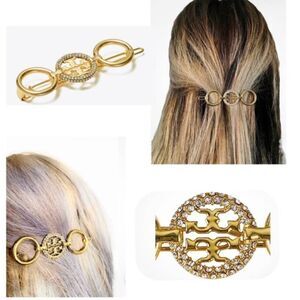 TORY BURCH Miller Pave Gold Circular Hair Barrette